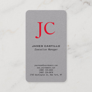 Professional Modern Premium Grey Red Monogram Business Card