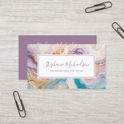 Professional Modern Purple Gold Teal Abstract Business Card