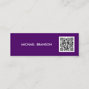 Professional Modern PURPLE Minimalist QR CODE Mini Business Card