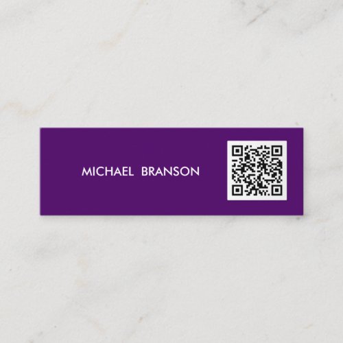 Professional Modern PURPLE Minimalist QR CODE  Mini Business Card