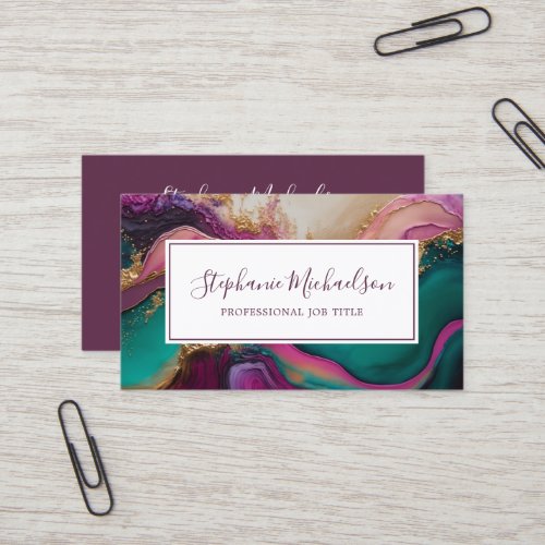 Professional Modern Purple Teal Gold Abstract Business Card