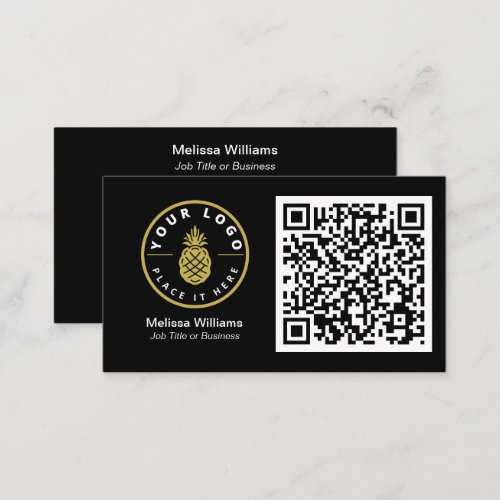Professional Modern QR Code Custom Logo Black Business Card