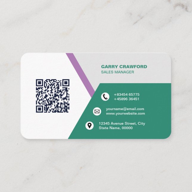 Professional Modern QR Code Custom Personalized  B Business Card (Back)