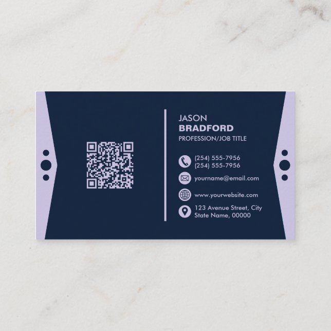 Professional Modern QR Code Custom Personalized Bu Business Card (Back)