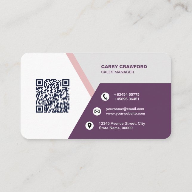 Professional Modern QR Code Custom Personalized Bu Business Card (Back)