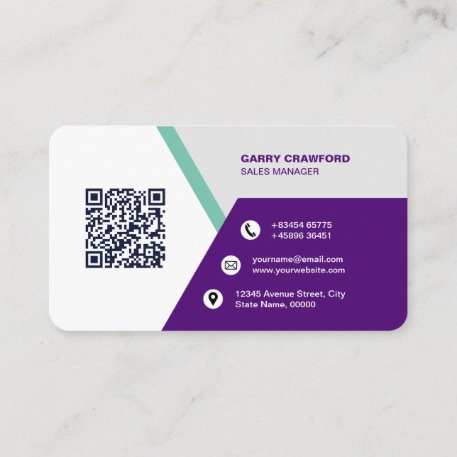 Professional Modern QR Code Custom Personalized Bu Business Card (Back)