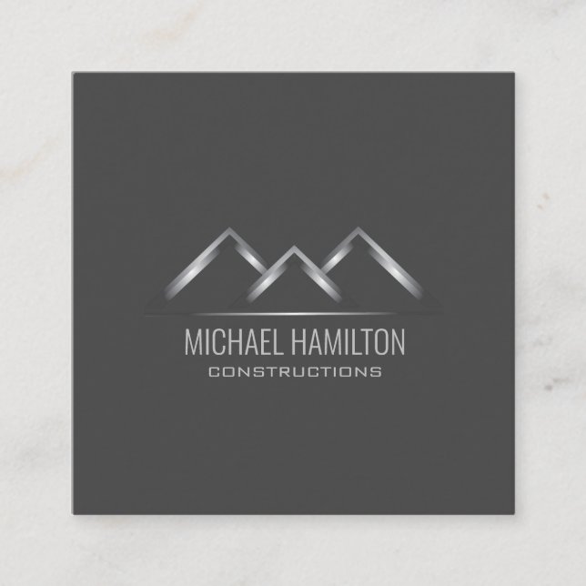 Professional modern real estate construction logo square business card (Front)