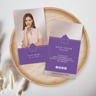 Professional Modern Real Estate Monogram Photo Business Card