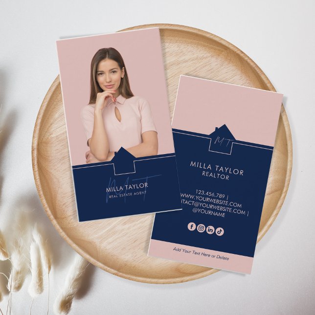 Professional Modern Real Estate Monogram Photo Business Card (Creator Uploaded)