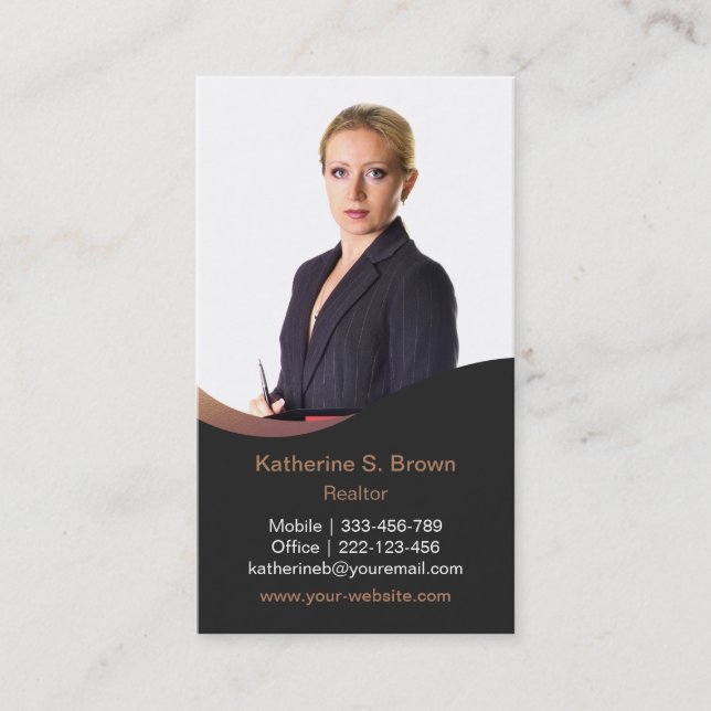 Professional Modern Realtor Photo Vertical Business Card (Front)