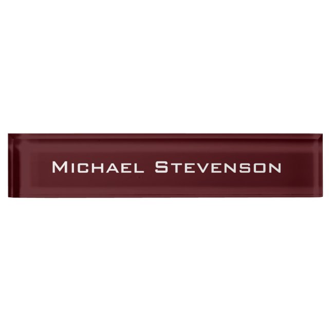 Professional Modern Red Business Desk Nameplate (Front)