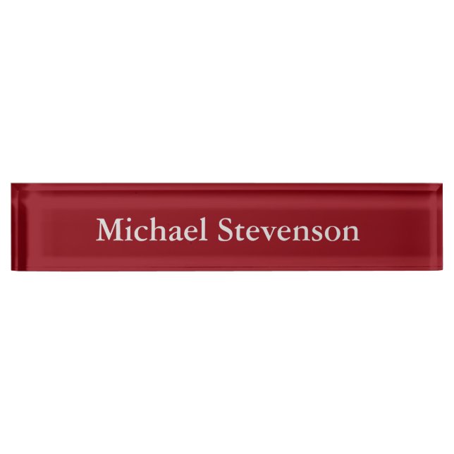 Professional Modern Red Business Desk Nameplate (Front)