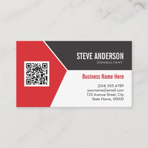 Professional Modern Red - Corporate QR Code Logo Business Card | Zazzle