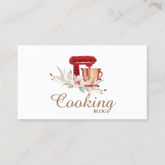 Professional,Modern,Red Mixer Flower,Cooking  Business Card (Front)