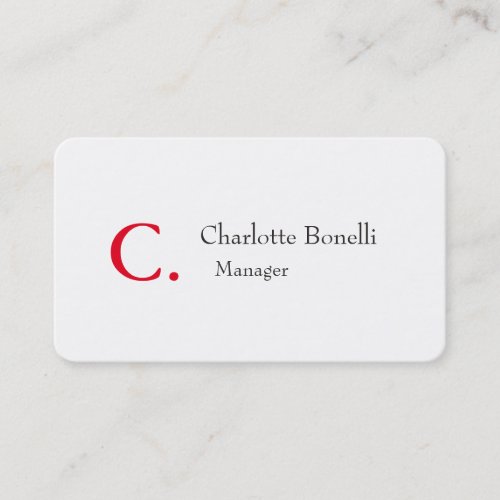 Professional Modern Red Monogram Minimalist Business Card