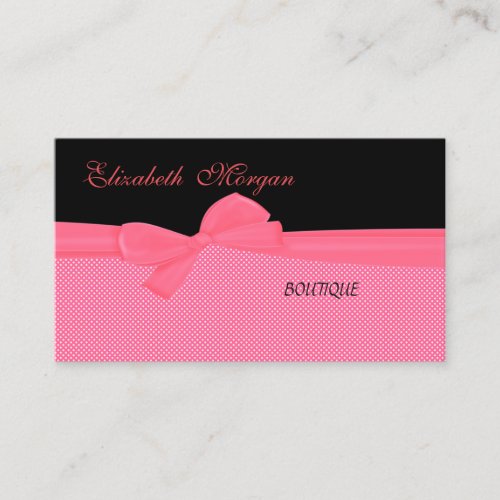 Professional Modern Red Polka Dots Bow Business Card