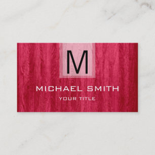 Professional Modern Red Wood Grain Monogram Business Card