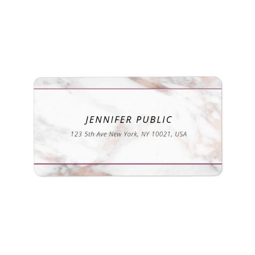 Professional Modern Rose Marble Template Address Label