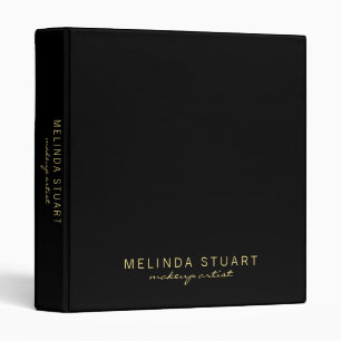 Professional Modern Script Black and Gold 3 Ring Binder