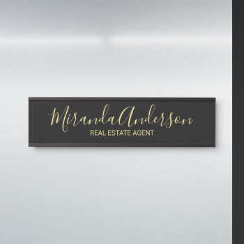 Professional Modern Script Black And Gold Door Sign by manadesignco at Zazzle