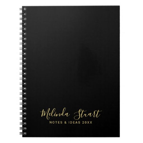 Professional Modern Script Black and Gold Notebook