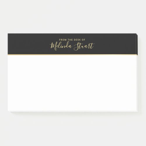 Professional Modern Script Black and Gold Post_it Notes