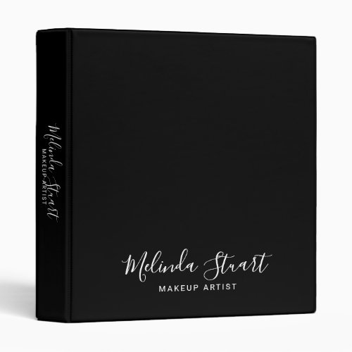 Professional Modern Script Black and White 3 Ring Binder