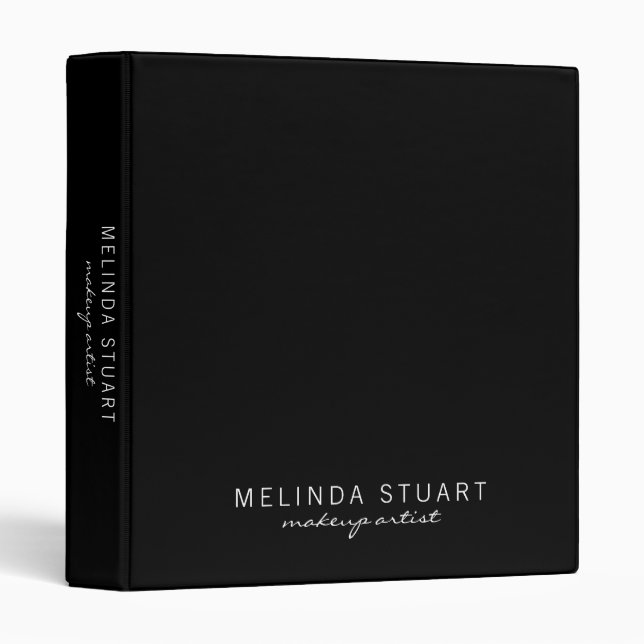 Professional Modern Script Black and White 3 Ring Binder (Front/Spine)