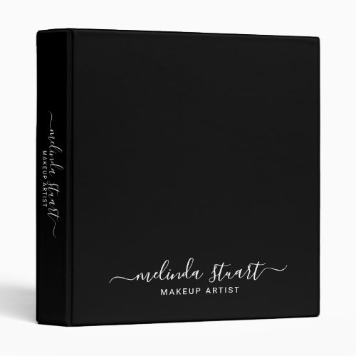 Professional Modern Script Black and White 3 Ring Binder