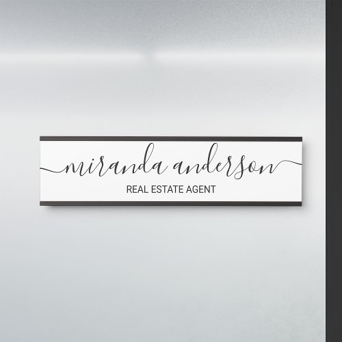 Professional Modern Script Black and White Door Sign