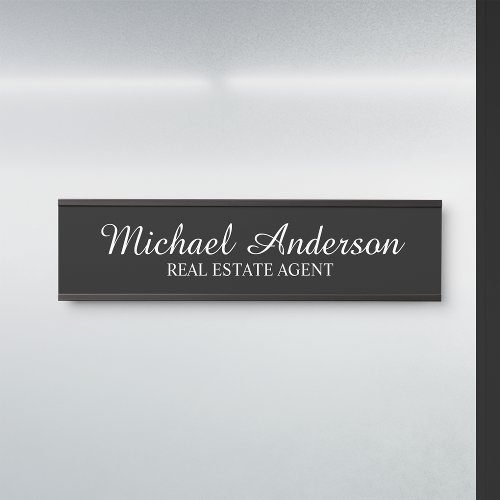 Professional Modern Script Black and White Door Sign