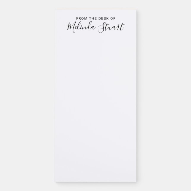 Professional Modern Script Black and White Magnetic Notepad (Front)