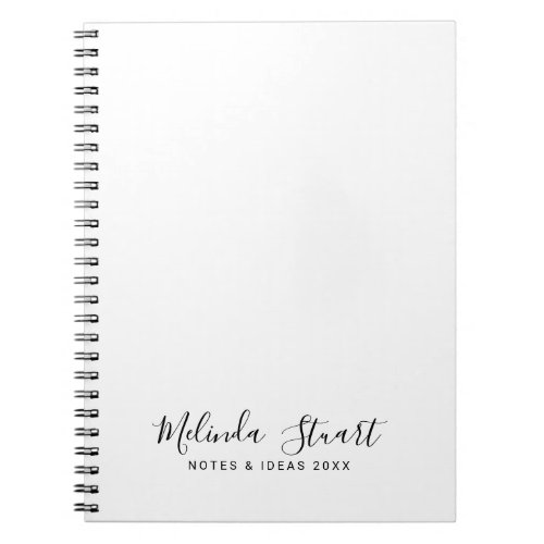 Professional Modern Script Black and White Notebook