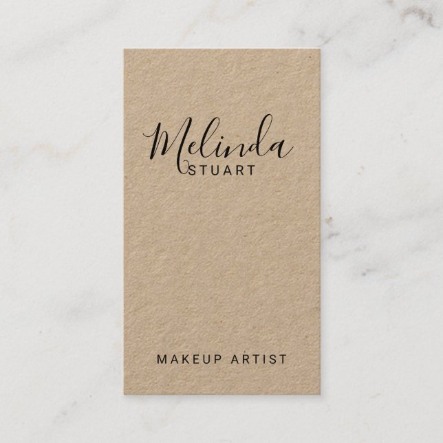 Professional Modern Script Kraft Paper Business Card (Front)