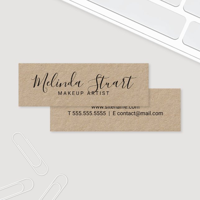 Professional Modern Script Kraft Paper Mini Business Card (Creator Uploaded)