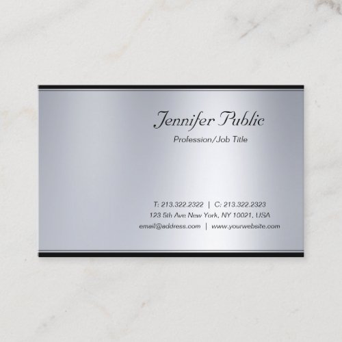 Professional Modern Script Silver Elegant Luxury Business Card