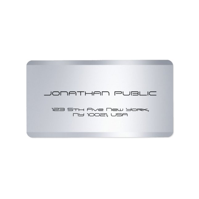 Professional Modern Silver Elegant Simple Plain Label (Front)