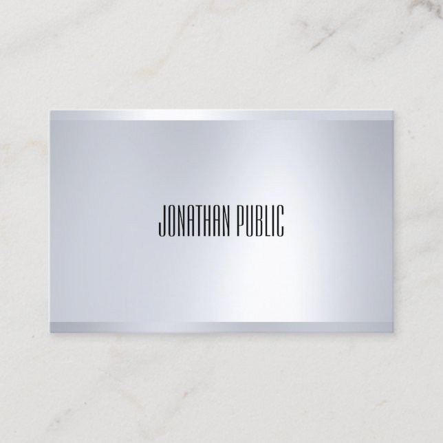 Professional Modern Silver Look Elegant Glam Plain Business Card (Front)