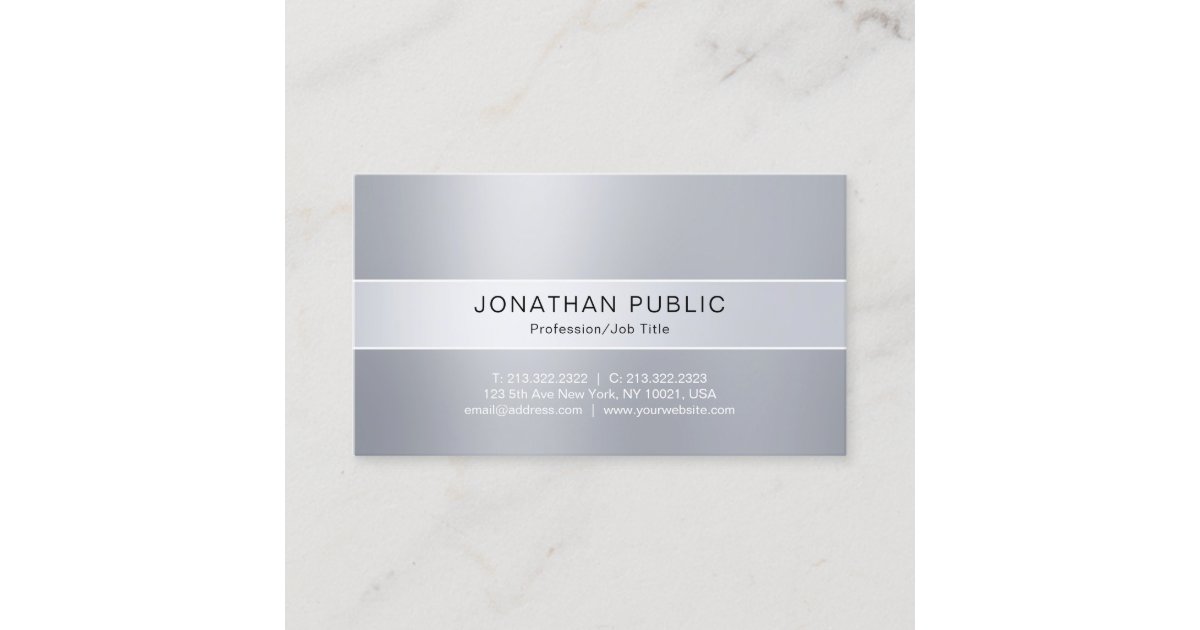 Professional Modern Silver Look Elegant Simple Business Card | Zazzle