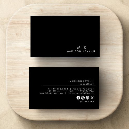 Professional Modern Simple Black Minimalist Busine Business Card