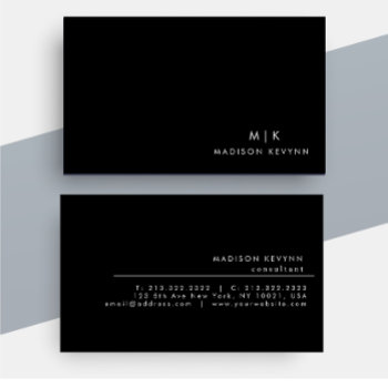 Professional Modern Simple Black Minimalist Business Card by Uniqueshopdk at Zazzle