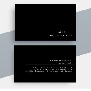 Professional Modern Simple Black Minimalist Business Card