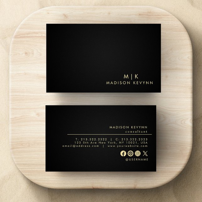 Professional Modern Simple Black Minimalist  Business Card (Creator Uploaded)