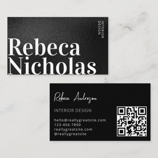 Professional Modern Simple Black Minimalist  Business Card (Front/Back)