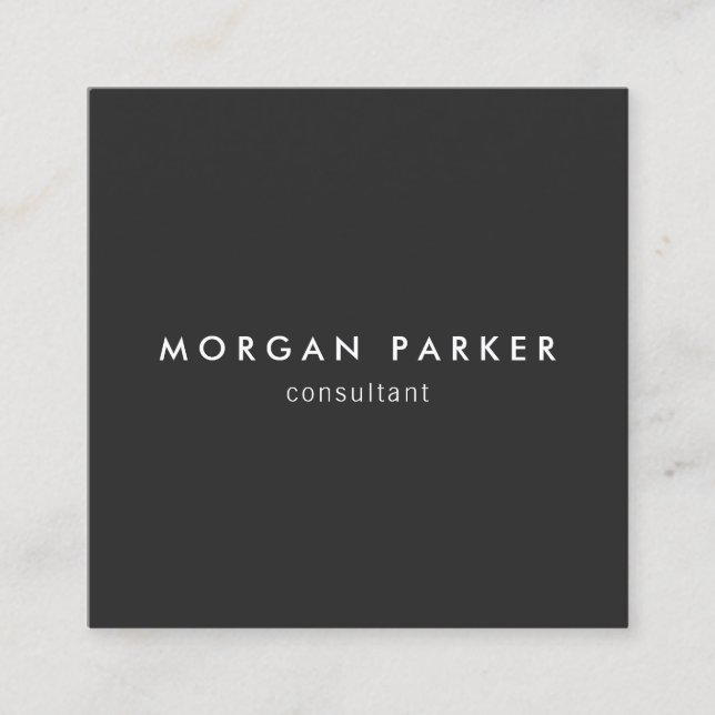 Professional Modern Simple Black Square Square Business Card (Front)