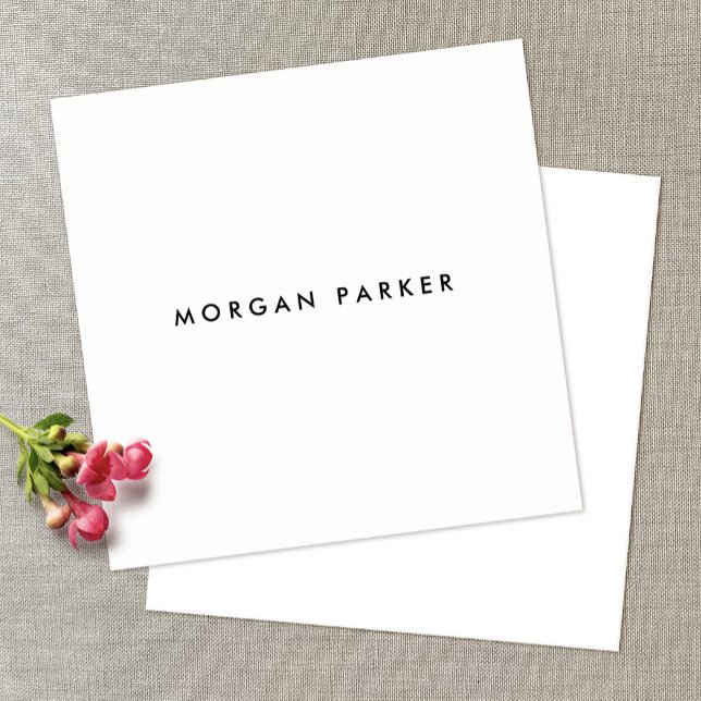Professional Modern Simple Black White Square Business Card (Creator Uploaded)