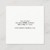 Professional Modern Simple Black White Square Square Business Card (Back)
