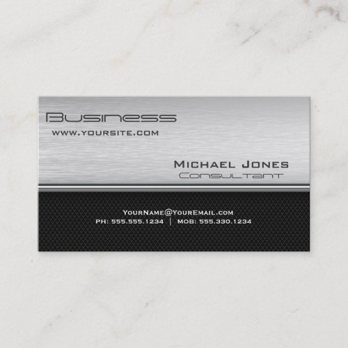 Professional Modern Simple Brushed Metal and Black Business Card