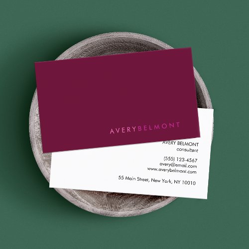 Professional Modern Simple Burgundy Minimalist Business Card