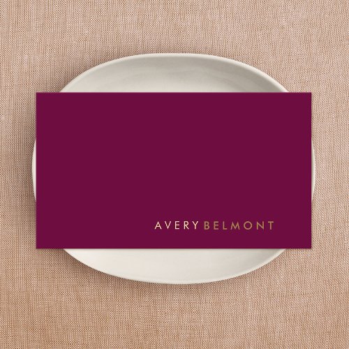 Professional Modern Simple Burgundy Minimalist Business Card